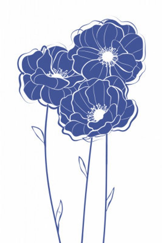 Blue Flowers With Intricate Line