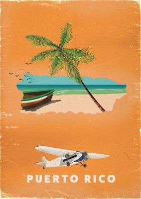 Puerto Rico Vintage Travel Map