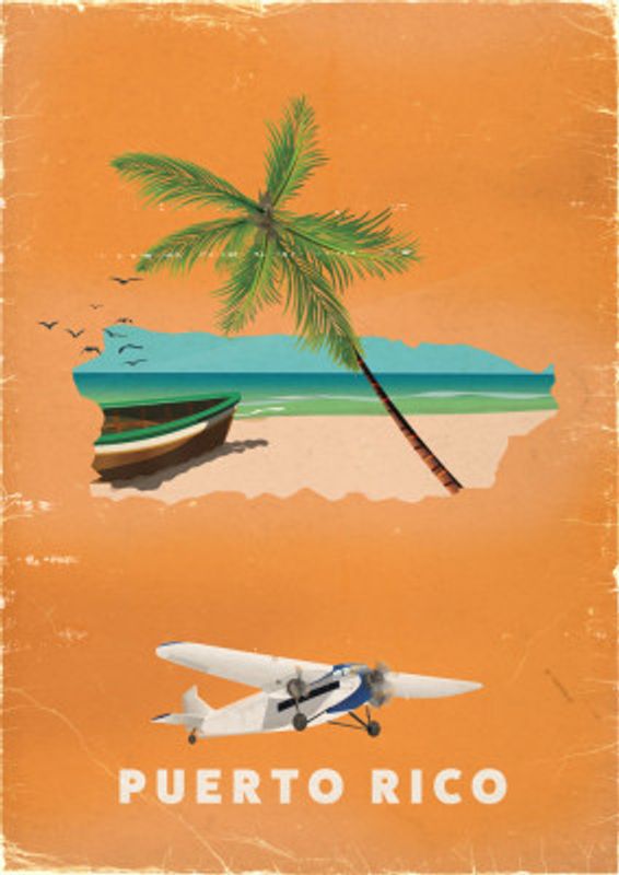 Puerto Rico Vintage Travel Map