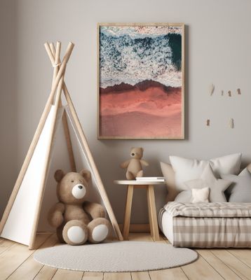 Waves Crashing On A Pink Sandy Beach