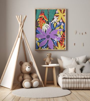 Abstract Floral Composition With Bold Colors