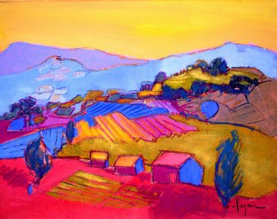 Pastel Hillside View