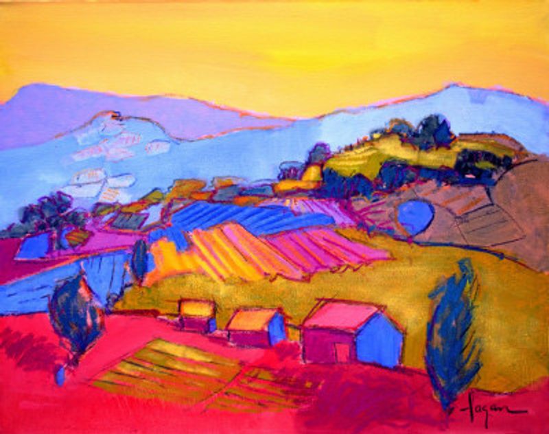 Pastel Hillside View