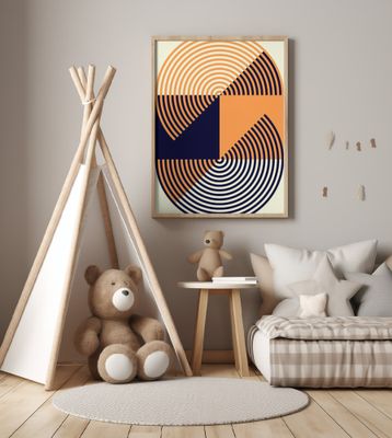 Concentric Circles in Vibrant Orange and Blue