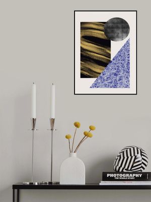 Geometric Shapes With A Black And Gold Textured