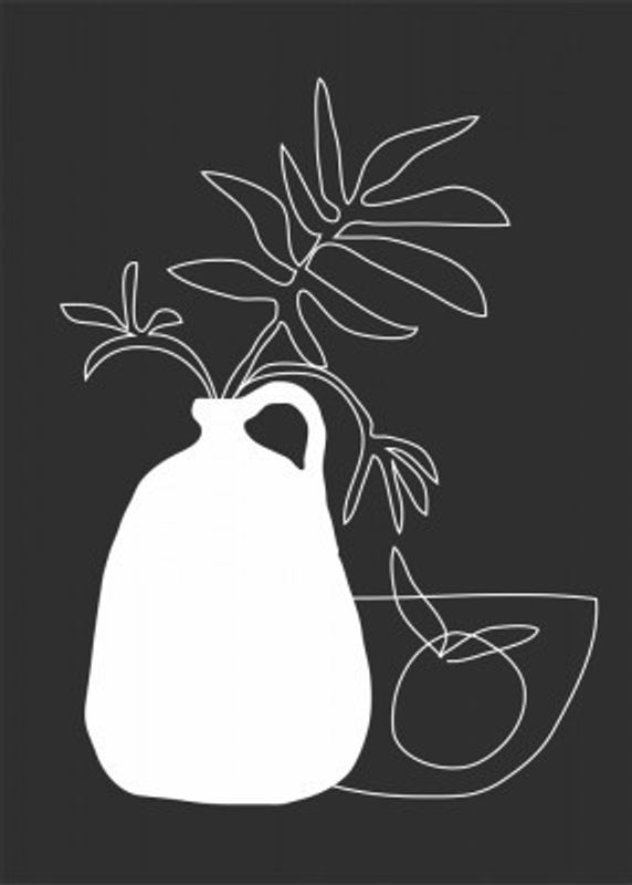 Minimal Art Vase With Leaves