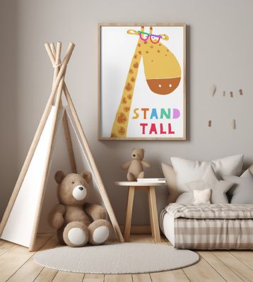 Stand Tall! Cute Giraffe with Colorful Glasses by Artist Carla Daly
