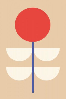 Graphic Floral Geometric Red Flower