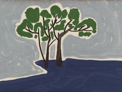 Stylized Trees With Green Foliage