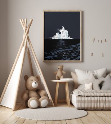 Crescent Moon Over the Ocean