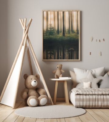 Reflection in the foggy forest