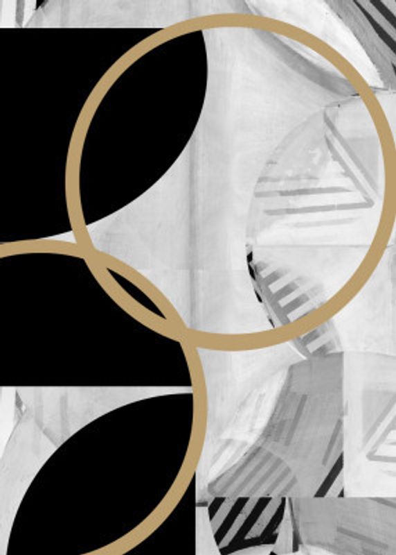 Black and White Stripes Gold Spheres No1