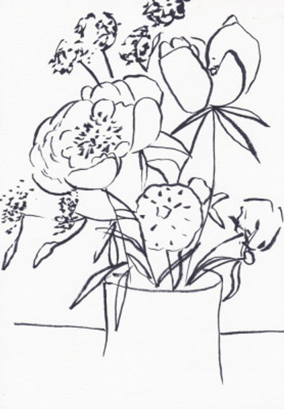 Black and White Floral Large