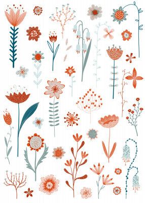 Colorful Array Of Stylized Flowers