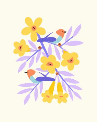 Golden Trompet and Birds