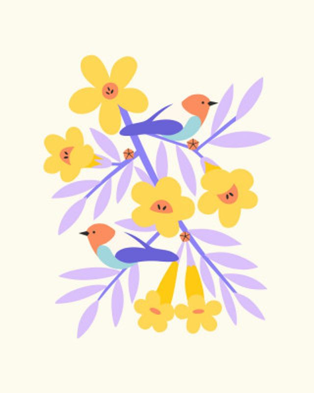 Golden Trompet and Birds