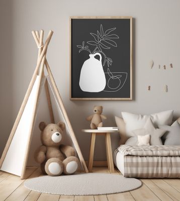 Minimal Art Vase With Leaves