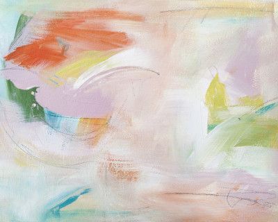 Dynamic Brushstrokes of Orange Green and Purple