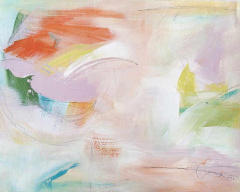 Dynamic Brushstrokes of Orange Green and Purple