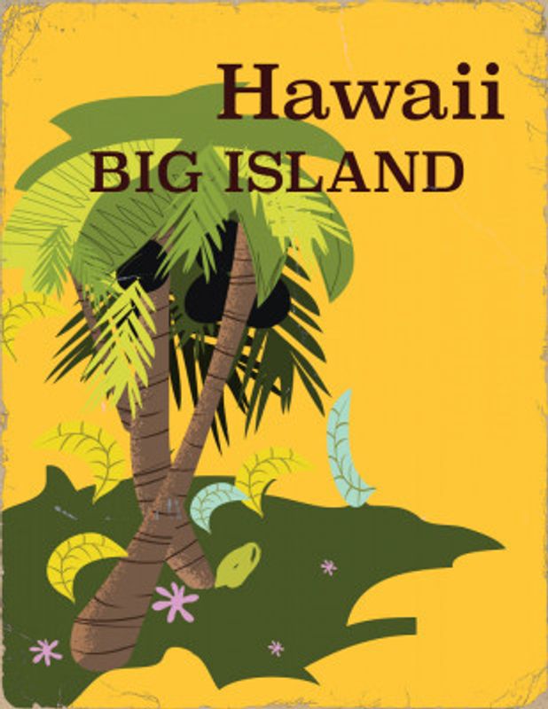 Hawaii Big Island Vintage Travel Poster