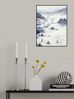 Winter Landscape With Pine Forest and Morning Mist