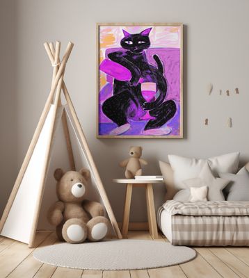 Big Black Cat Wining Down