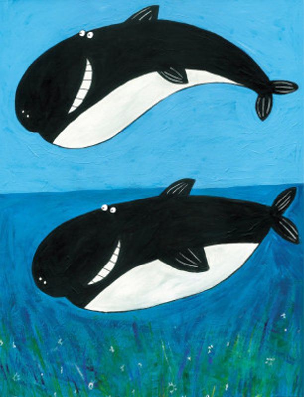 Two Whales in the Ocean by Artist Carla Daly