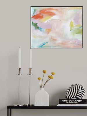 Dynamic Brushstrokes of Orange Green and Purple