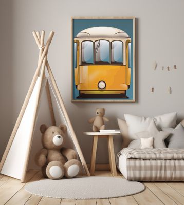 Vibrant Yellow Vintage Tram