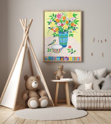 Flower Bouquet and Bird