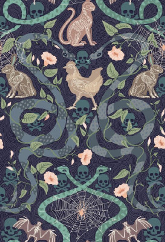 Gothic cottage dark blue pattern