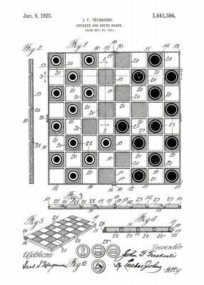 Checker and Chess Board Patent 1921