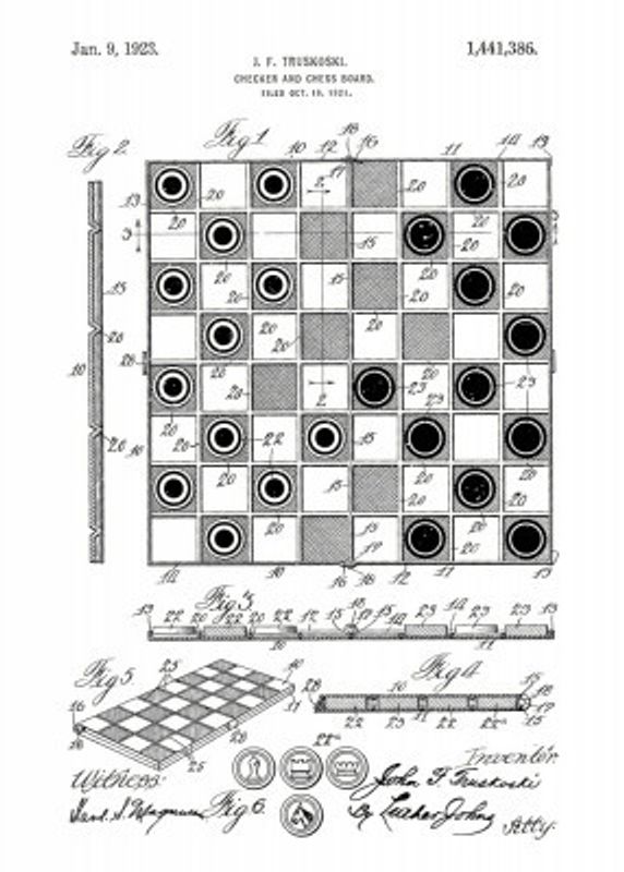 Checker and Chess Board Patent 1921
