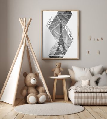 Coordinates PARIS Eiffel Tower | monochrome