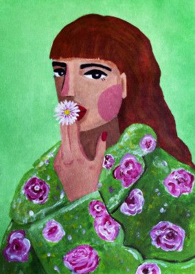 Woman Smoking a Flower