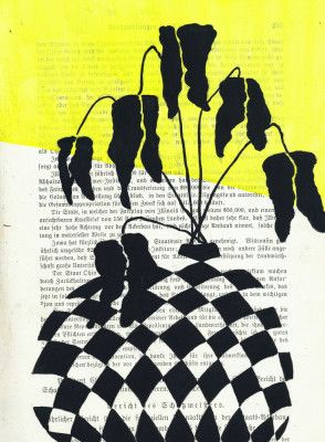 Minimalist leaves in a checkered vase