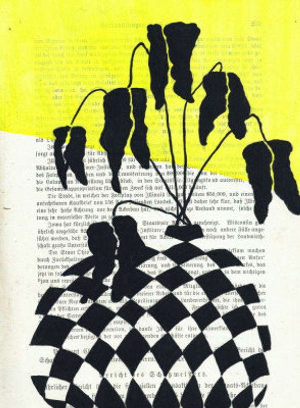 Minimalist leaves in a checkered vase