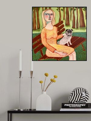 Lady with Dog Pug