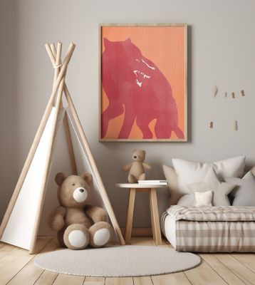 Red Silhouette of a Wolf