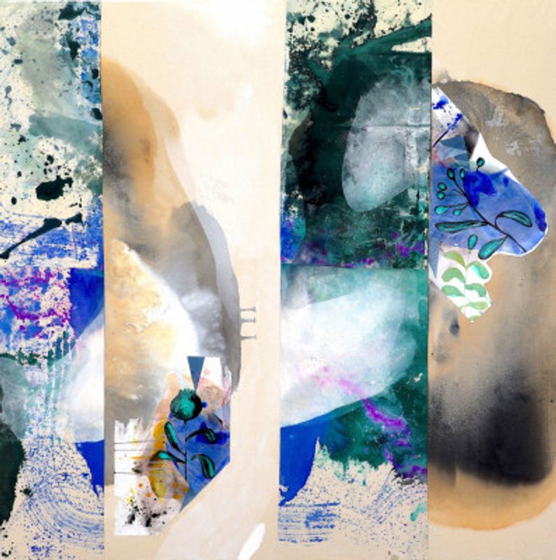 Abstract Blue Green Layers
