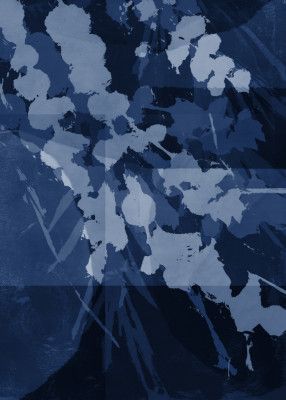 Abstract Botanical In Blue. Blossom.