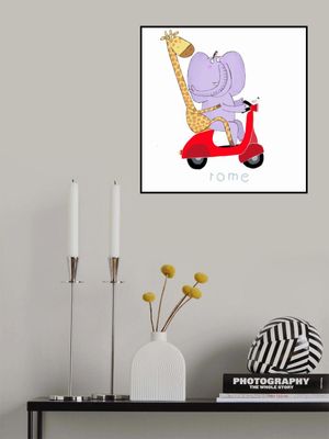 Giraffe and Elephant Travel through the Streets of Rome on a Vespa