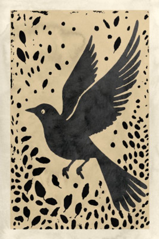 Bird In Flight Surrounded By Scattered Leaves