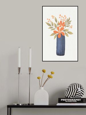 Orange Flowers In A Blue Vase