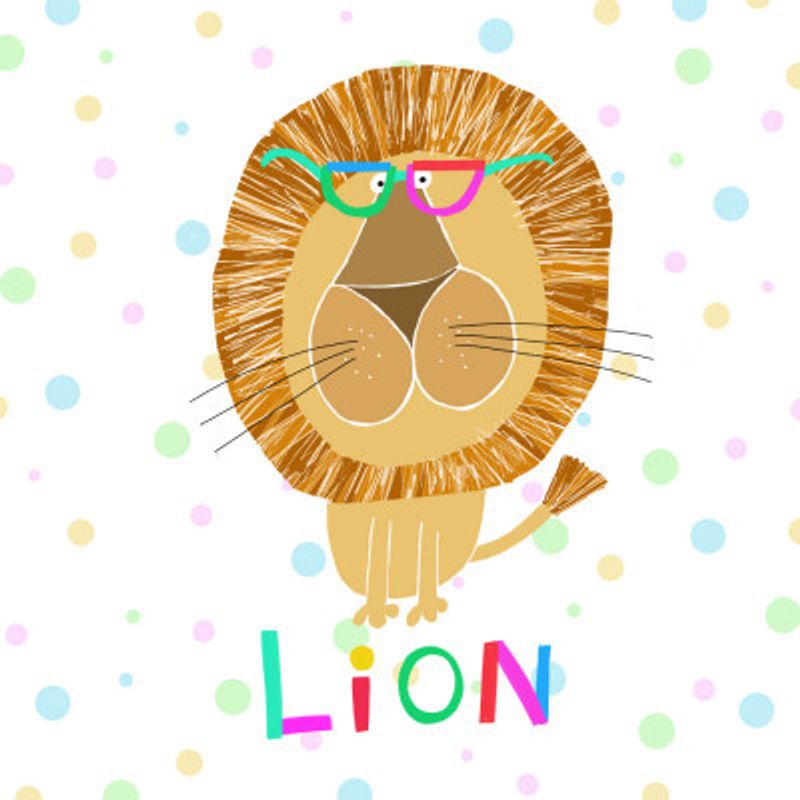 Funny Lion Wearing Glasses by Artist Carla Daly