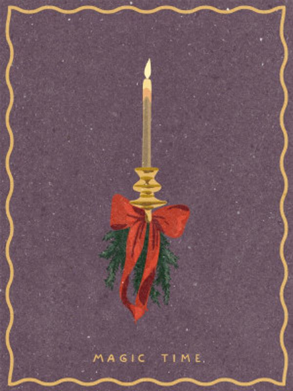 Candle with bow and spruce sprigs