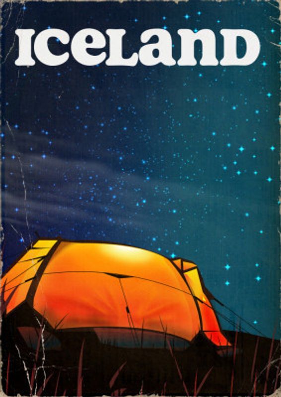 Vintage Iceland Travel Poster