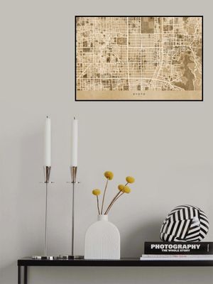 Sepia map of Kyoto