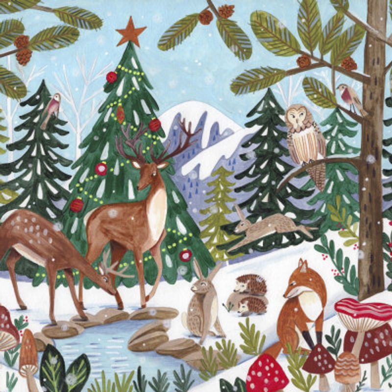 Animals in the mountains Christmas