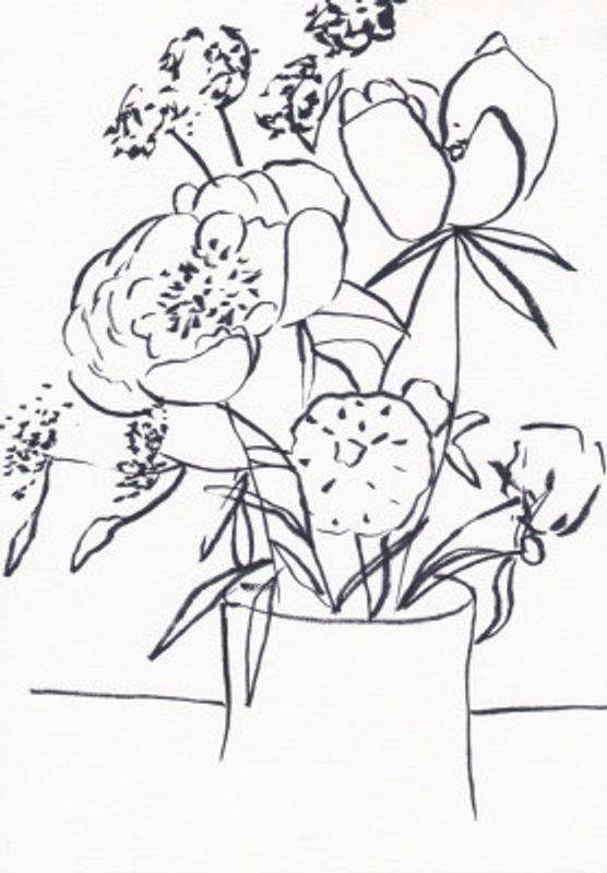 Black and White Floral Small